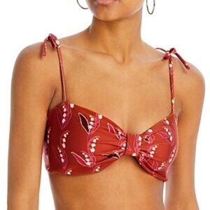 Juan De Dios San Miguel Hand Embroidered Bikini Top Sunset Wave Size XL Brown